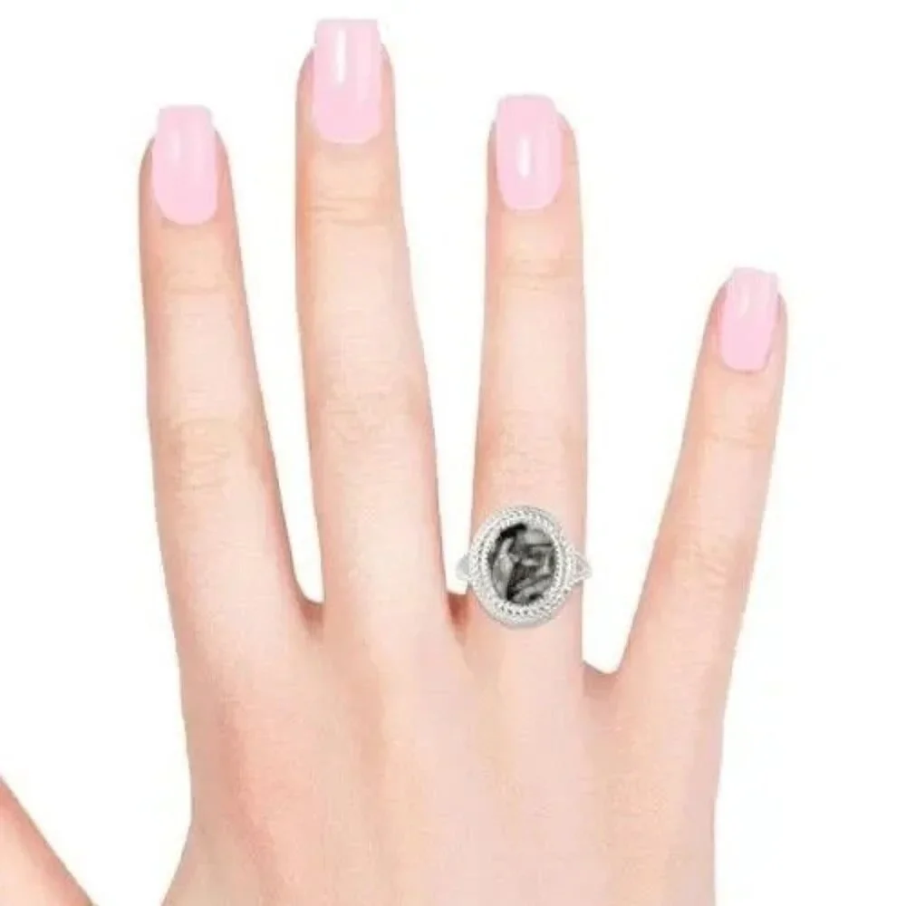 Austrian Pinolith Ring in Sterling Silver 4.35 ctw Size 10